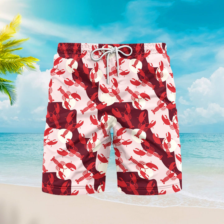 Retro Lobster Beach Shorts For Men