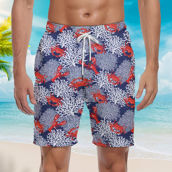 Funny Crabs And Lobsters Summer Beach Shorts For Men