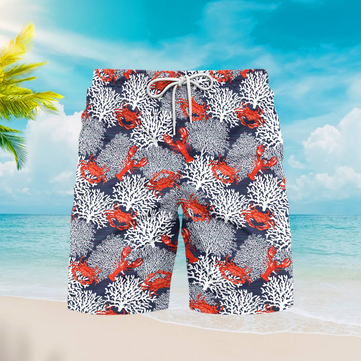 Funny Crabs And Lobsters Summer Beach Shorts For Men