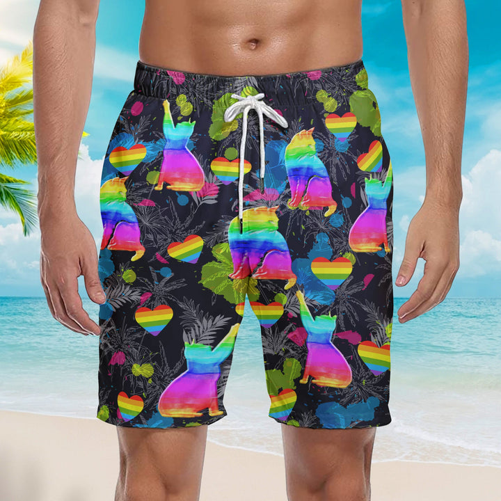 LGBT Cat Pride Month Beach Shorts For Men