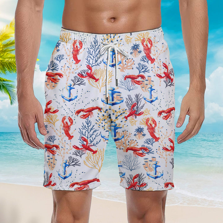 Lobster Anchor Seaweed Beach Shorts For Men