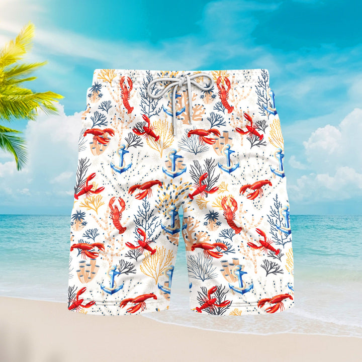 Lobster Anchor Seaweed Beach Shorts For Men