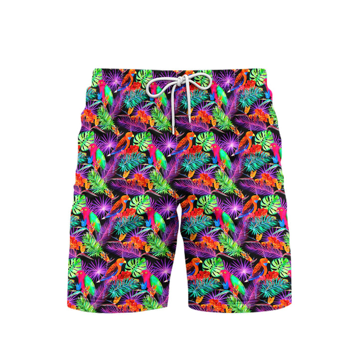 Colorful Parrot Tropical Beach Shorts For Men