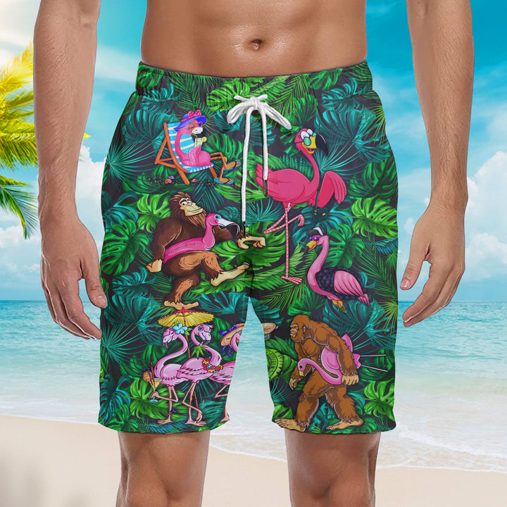 Flamingo Bigfoot Life Is Better At The Beach Tropical Beach Shorts For Men