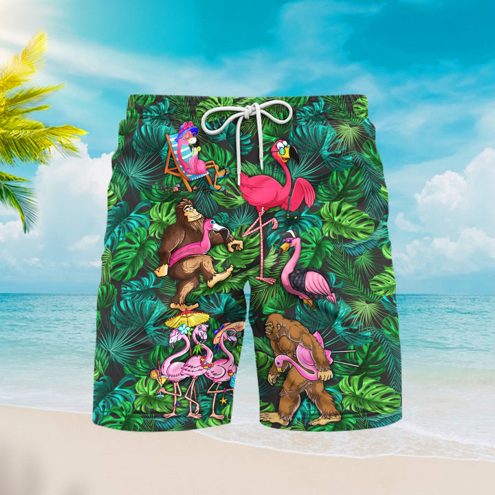 Flamingo Bigfoot Life Is Better At The Beach Tropical Beach Shorts For Men