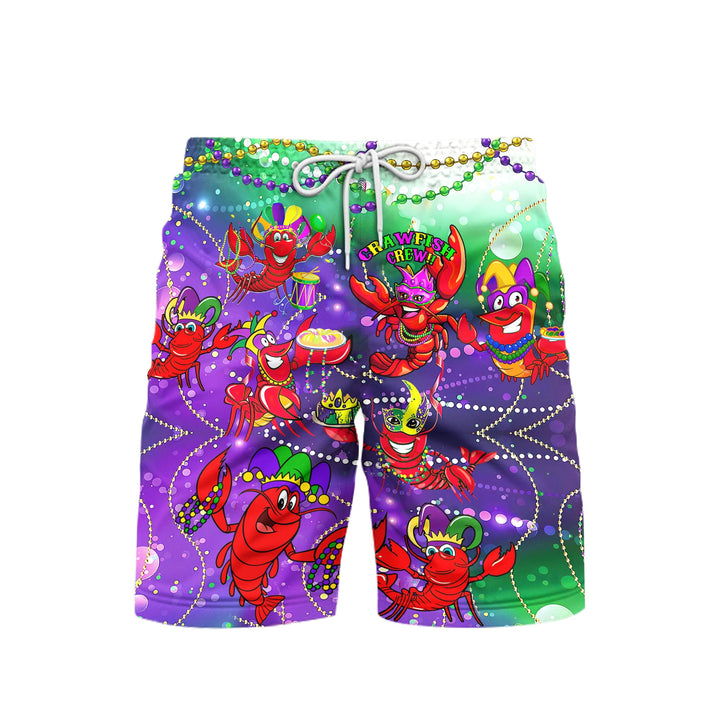 Mardi Gras Crawfish Crew Beach Shorts For Men