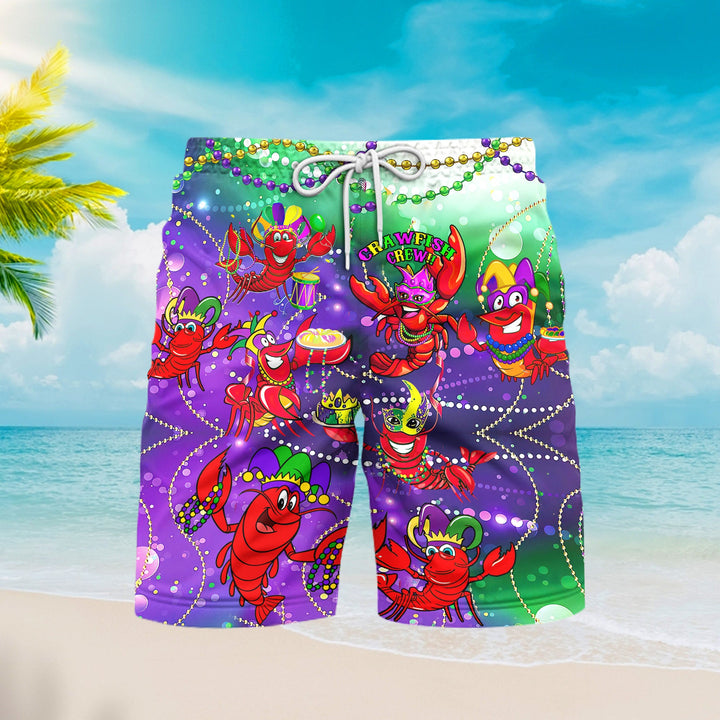 Mardi Gras Crawfish Crew Beach Shorts For Men