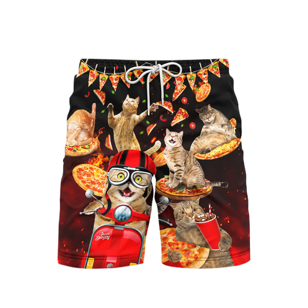 Pizza Cat Beach Shorts For Men