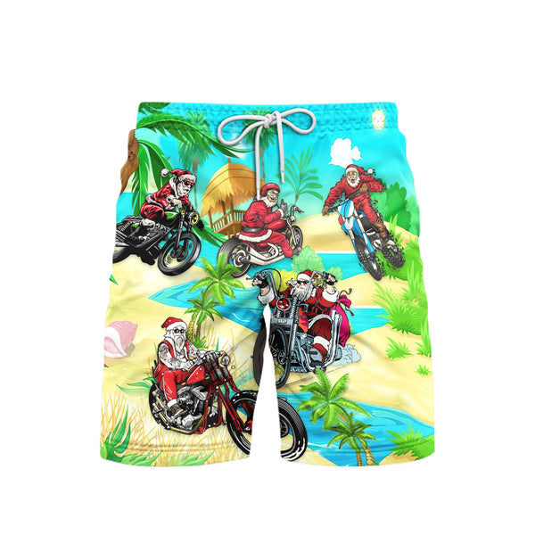 Santa Bike Motocross Christmas In July Beach Shorts For Men