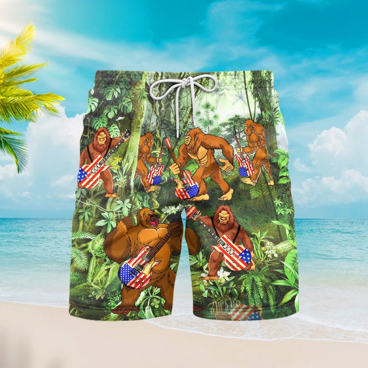 Bigfoot Giutar Music America Beach Shorts For Men