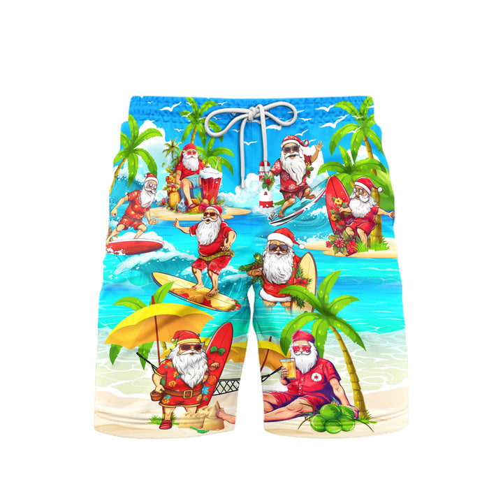 Christmas In July Surfing Santa Keeping The Christmas Spirit Alive Year Round Beach Shorts For Men