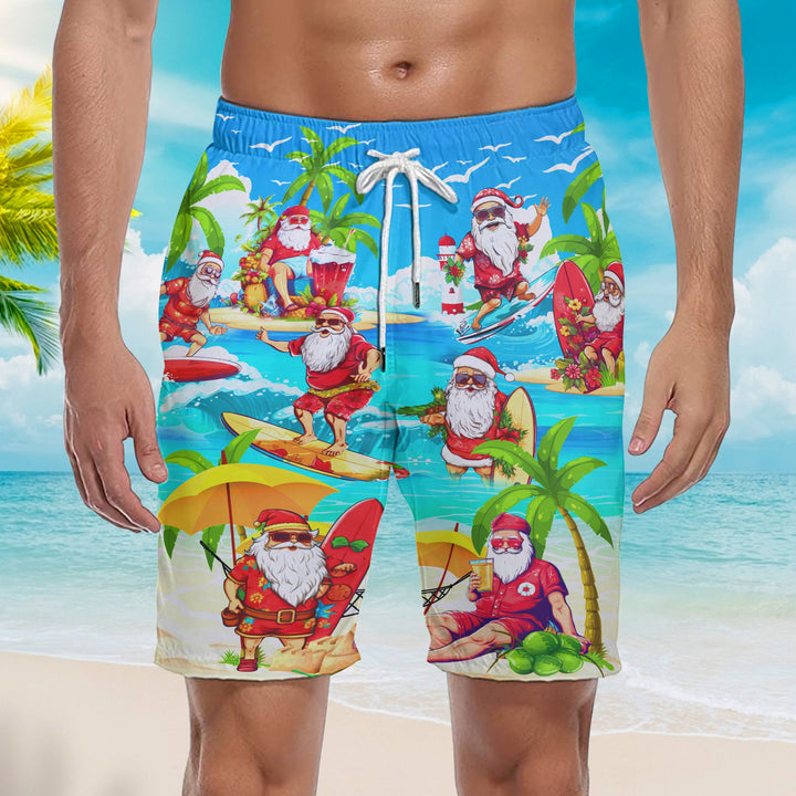 Christmas In July Surfing Santa Keeping The Christmas Spirit Alive Year Round Beach Shorts For Men
