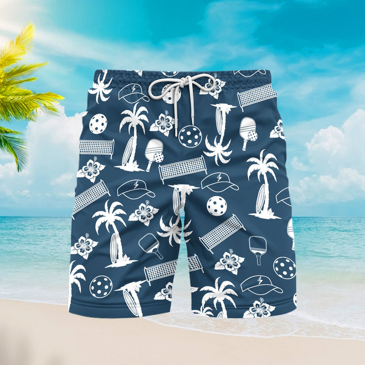 Blue Tropical Palm Tree Beach Shorts For Men