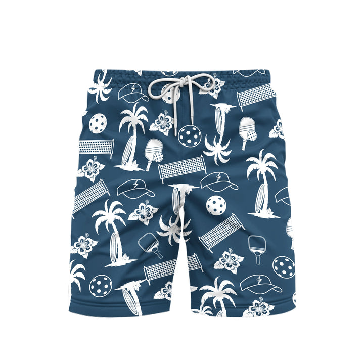 Blue Tropical Palm Tree Beach Shorts For Men