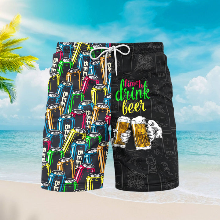 Time To Drink Beer Colorful Oktoberfest Beach Shorts For Men 