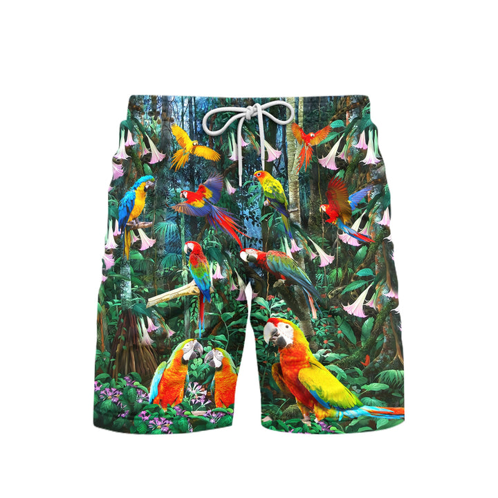 Parrots Bird Tropical Beach Shorts For Men