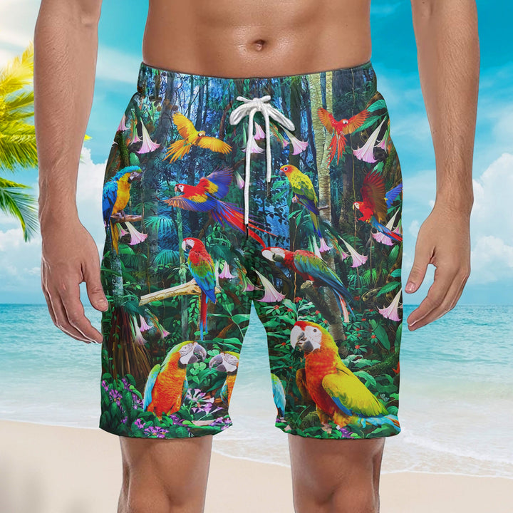 Parrots Bird Tropical Beach Shorts For Men