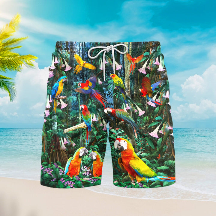 Parrots Bird Tropical Beach Shorts For Men