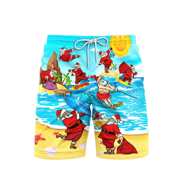 Xmas Is Coming Santa Surfing On Christmas Beach Beach Shorts For Men
