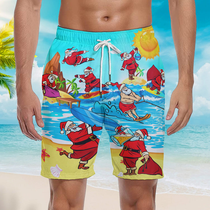 Xmas Is Coming Santa Surfing On Christmas Beach Beach Shorts For Men