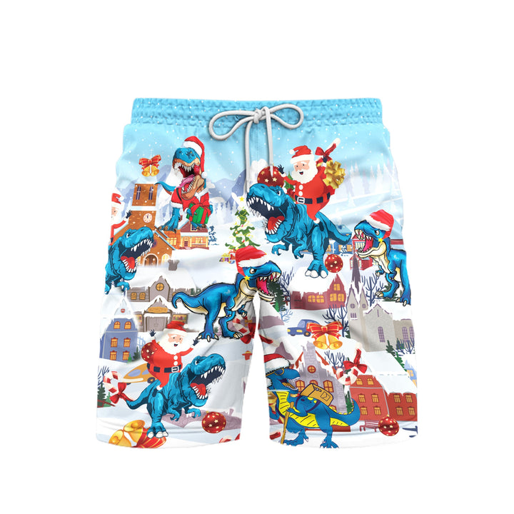 Dinosaur Christmas Beach Shorts For Men