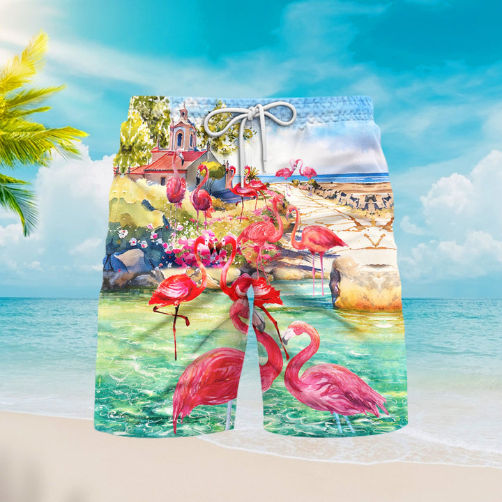 Beach Flamingo Love You To The Beach And Back Beach Shorts For Men