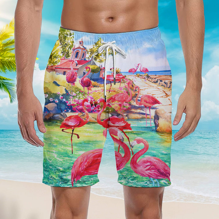 Beach Flamingo Love You To The Beach And Back Beach Shorts For Men