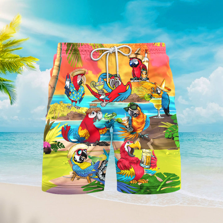 Parrot Drink Cocktail Party On The Beach Beach Shorts For Men