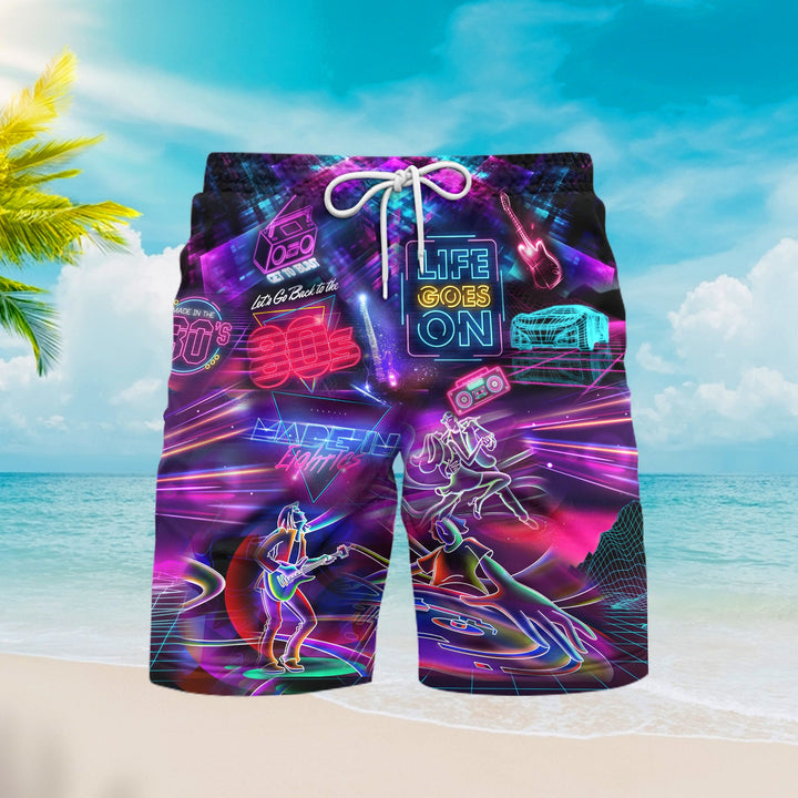 Made In The 80's Music Neon Vintage 80s Beach Shorts For Men