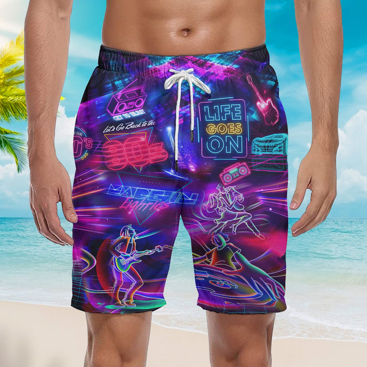 Made In The 80's Music Neon Vintage 80s Beach Shorts For Men