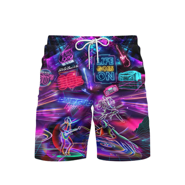 Made In The 80's Music Neon Vintage 80s Beach Shorts For Men