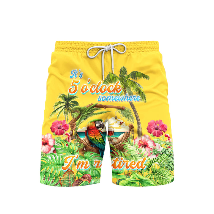 Men'S It's 5 O'clock Somewhere Parrot Beach Shorts For Men