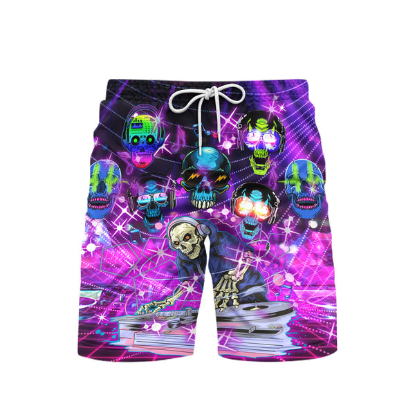 Skull DJ Music Party Beach Shorts For Men