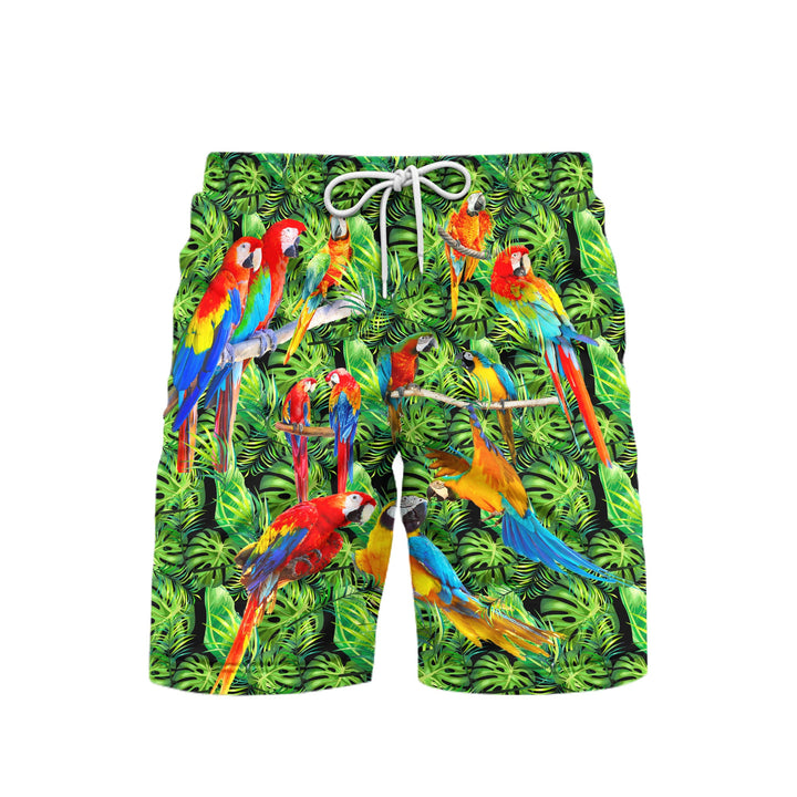 Vintage Parrots Beach Shorts For Men