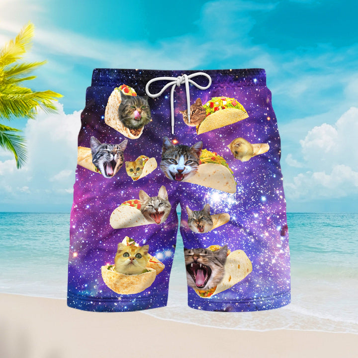 Discover Cool Galaxy Taco Cat Funny Beach Shorts For Men