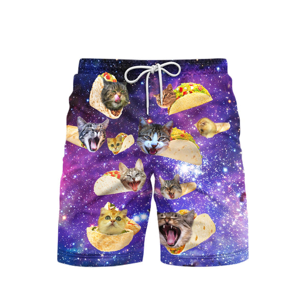 Discover Cool Galaxy Taco Cat Funny Beach Shorts For Men