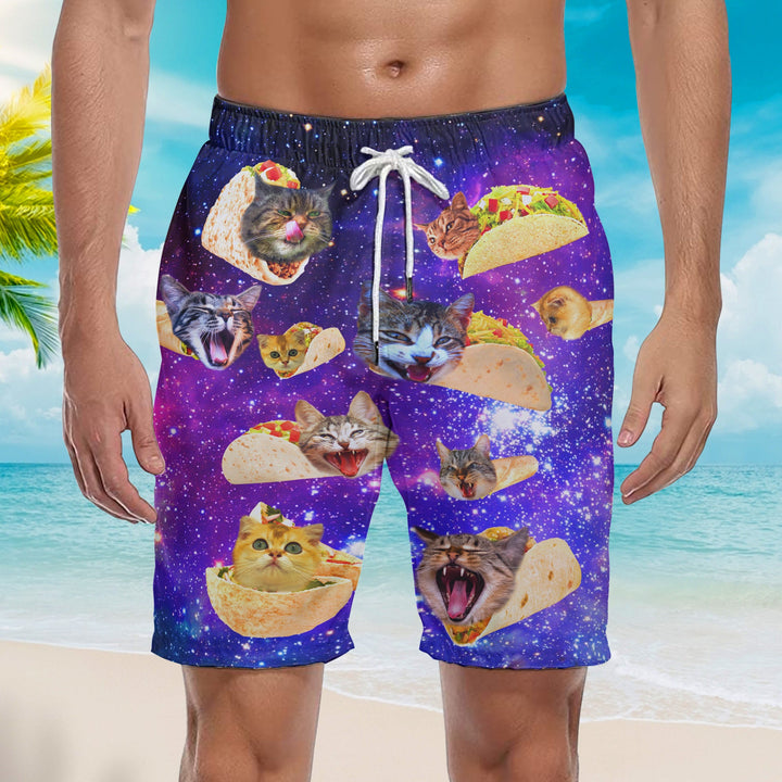 Discover Cool Galaxy Taco Cat Funny Beach Shorts For Men