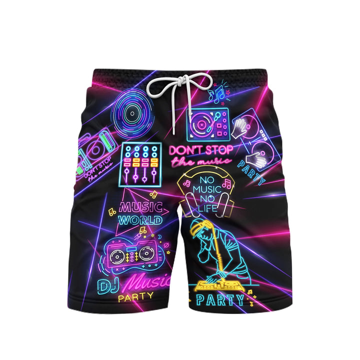 Life Is Better With DJ Neon Music Party Beach Shorts For Men