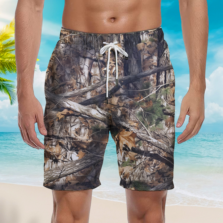 Real Tree Camouflage Hunting Camo Beach Shorts For Men