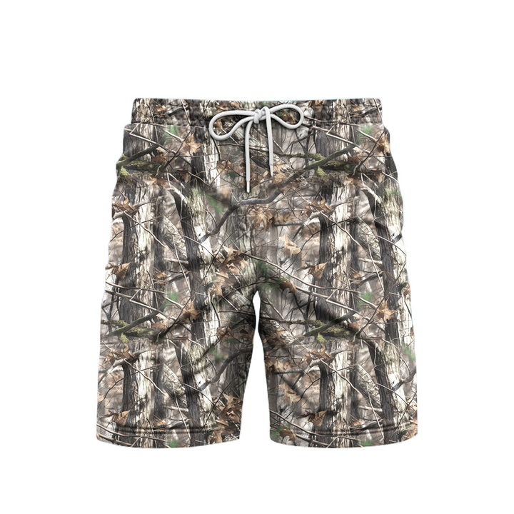 Camo Camouflage Tree Vintage Beach Shorts For Men