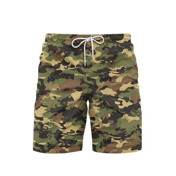 Green Camo Beach Shorts For Men