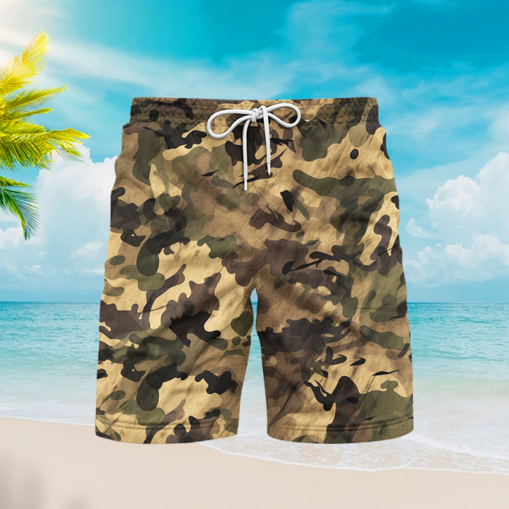 Amry Camo Camouflage Retro Beach Shorts For Men