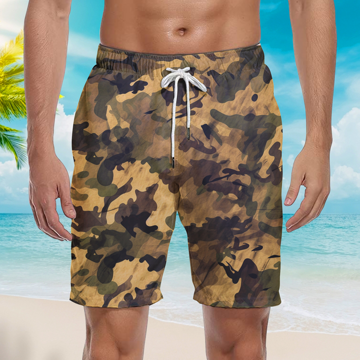 Amry Camo Camouflage Retro Beach Shorts For Men