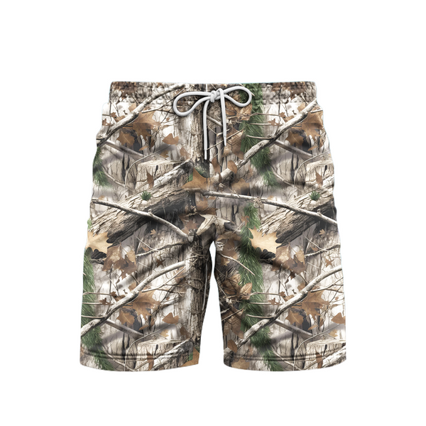 Retro Deer Hunting Camo Camouflage Beach Shorts For Men