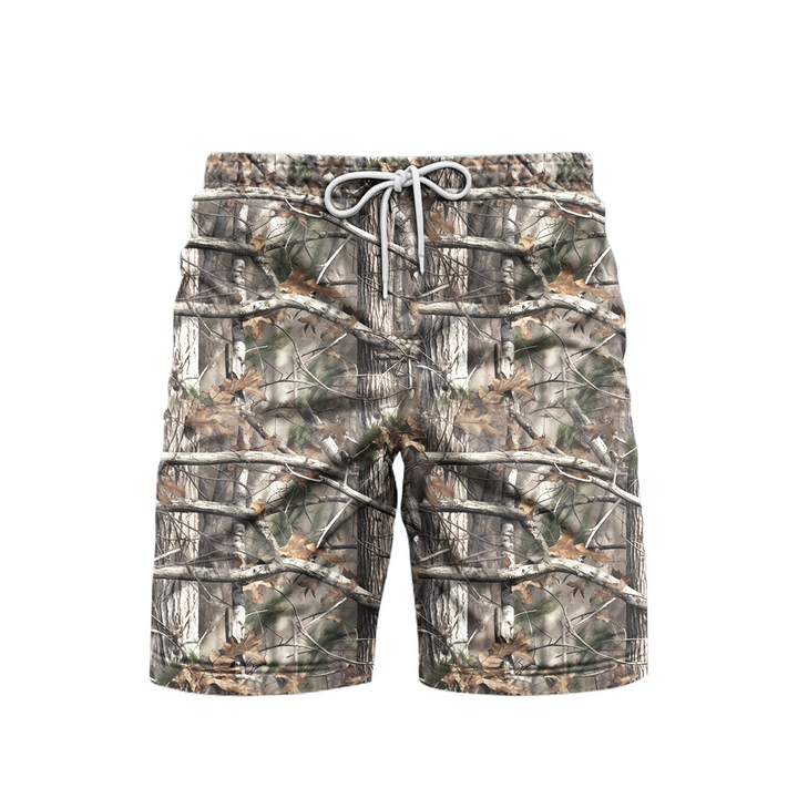 Camo Camouflage Tree Beach Shorts For Men