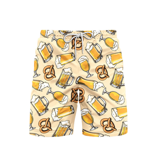 Beer And Pretzel Oktoberfest Beach Shorts For Men