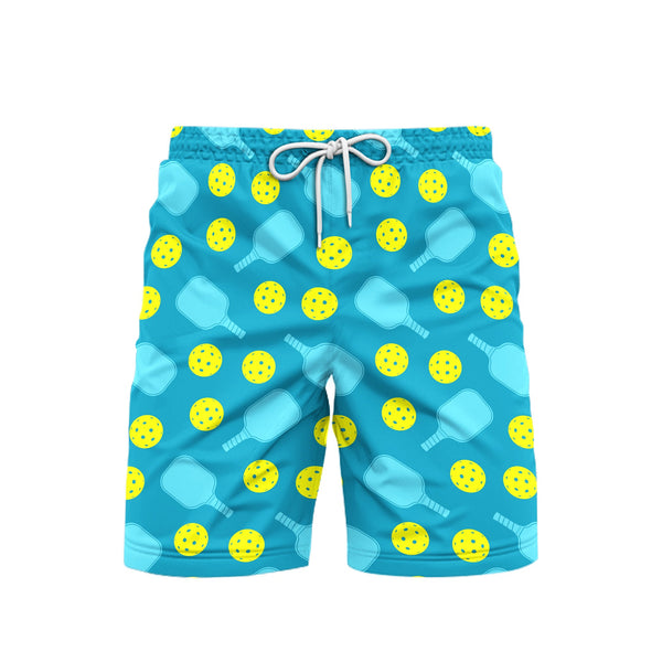 Green Pickleball Balls Paddles Beach Shorts For Men