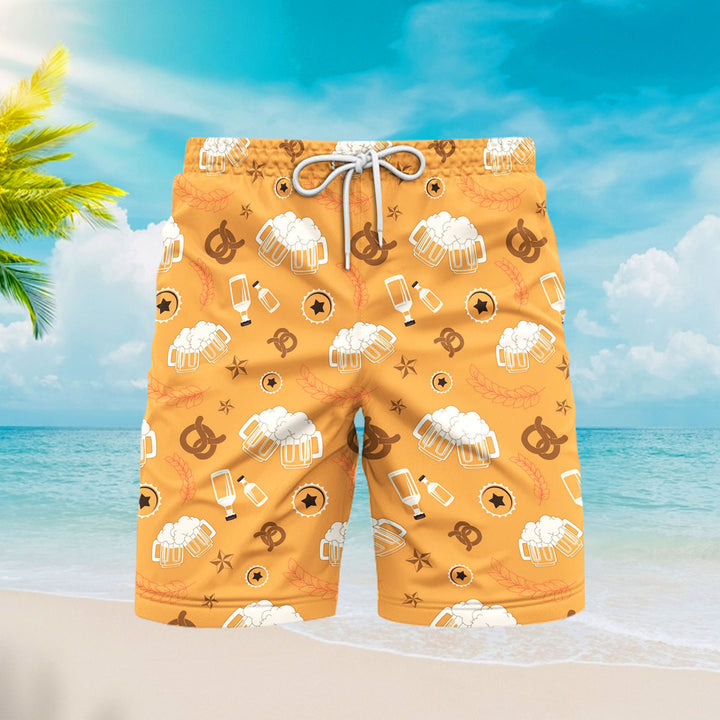 Oktoberfest Gift for Beer Lovers Festival Lovers Beer Pretzels Beach Shorts For Men 