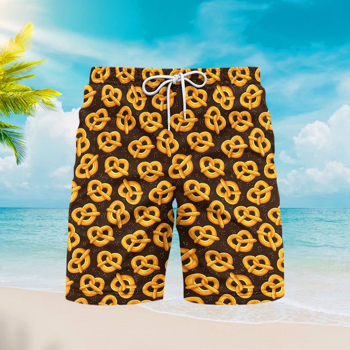 Pretzel And Oktoberfest Happy Beer Day Beach Shorts For Men