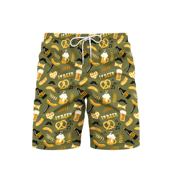 I Love Beer And Brezel Oktoberfest Beach Shorts For Men